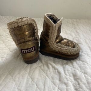 Mou Kids Boots in Metallic Gold and Cream
